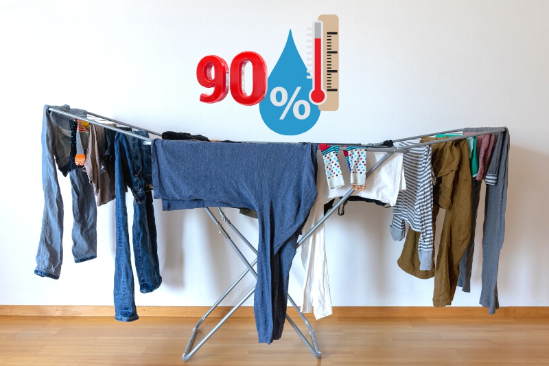 dry clothes in 90 percent humidity
