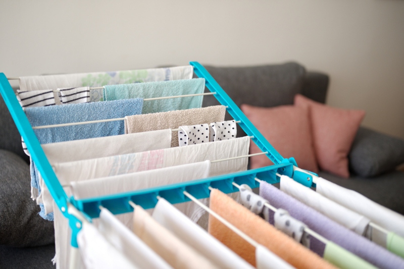 drying clothes indoor on clothes airer