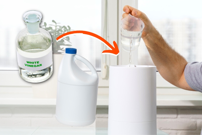 fill up humidifier water tank with vinegar or bleach