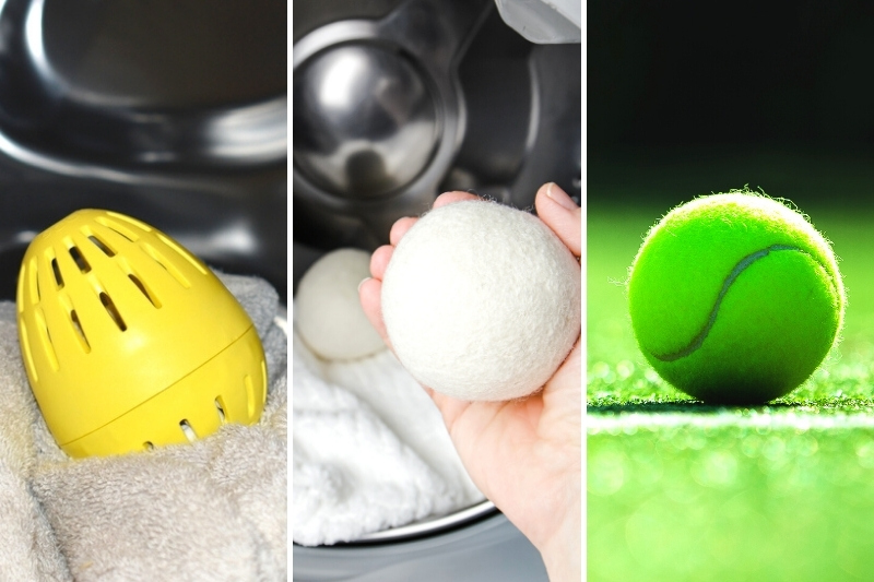 laundry egg, dryer ball and tennis ball