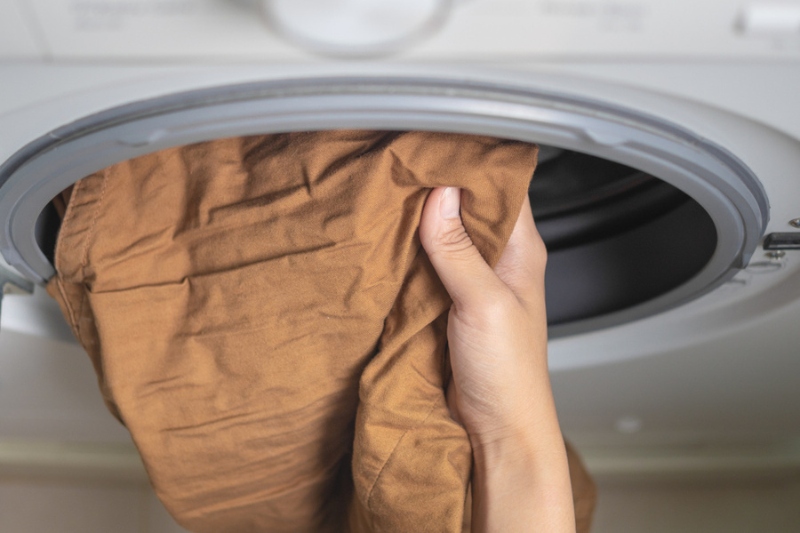 pants inside washing machine