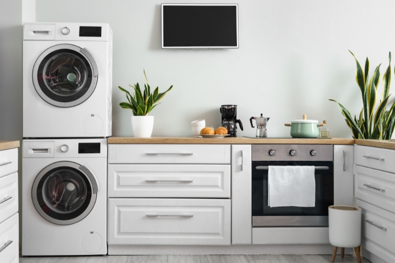 washer and dryer in the kitchen