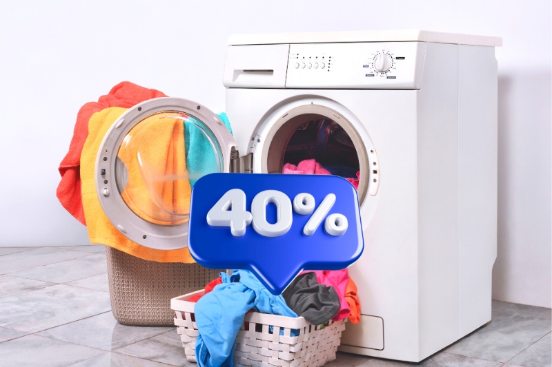 40 percent washing machine capacity