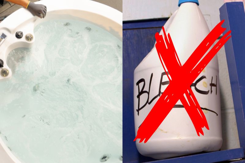 Don't use bleach on hot tub