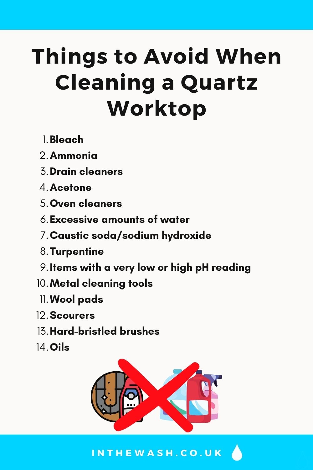 Things to avoid when cleaning a quartz worktop