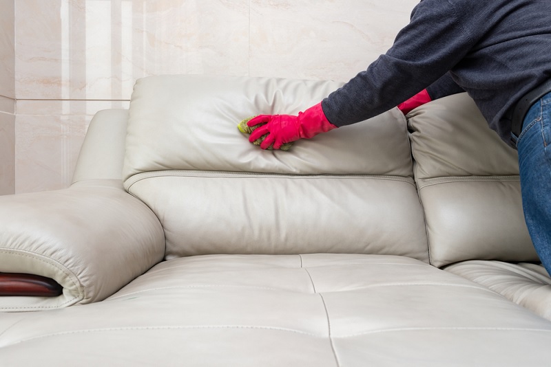 Wiping leather sofa