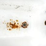 bathtub with rust stains