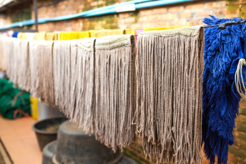 hanging mop heads to dry