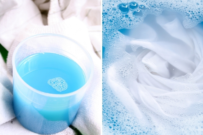 liquid detergent and soaking clothes