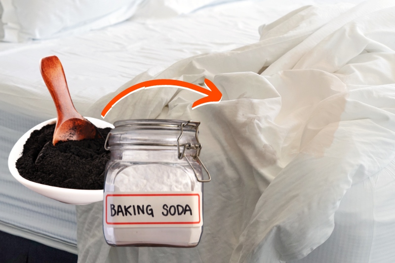 remove blanket smell with Bicarbonate of soda or activated charcoal