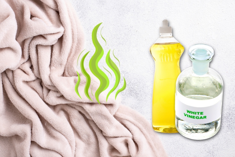 remove smell from blanket with washing up liquid and vinegar