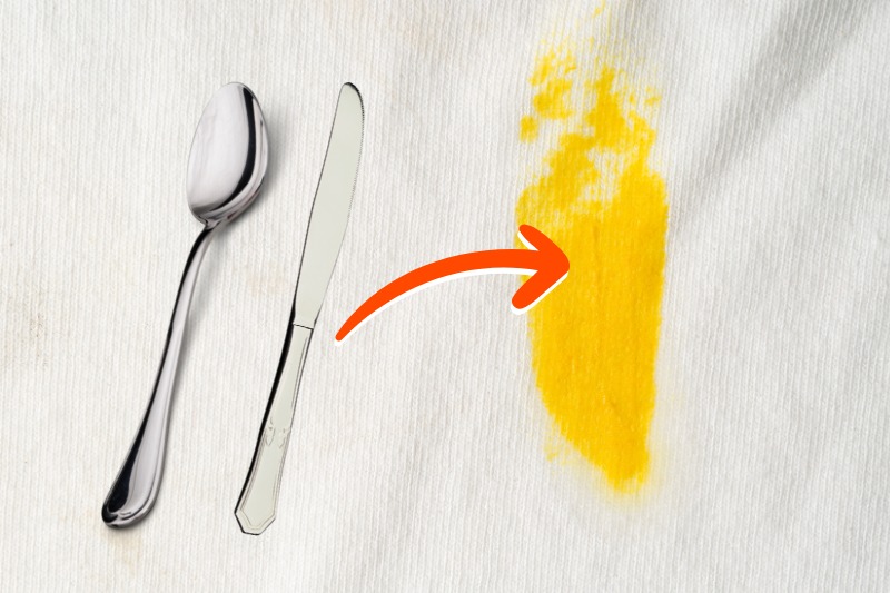 scrape off stain with spoon or dull knife