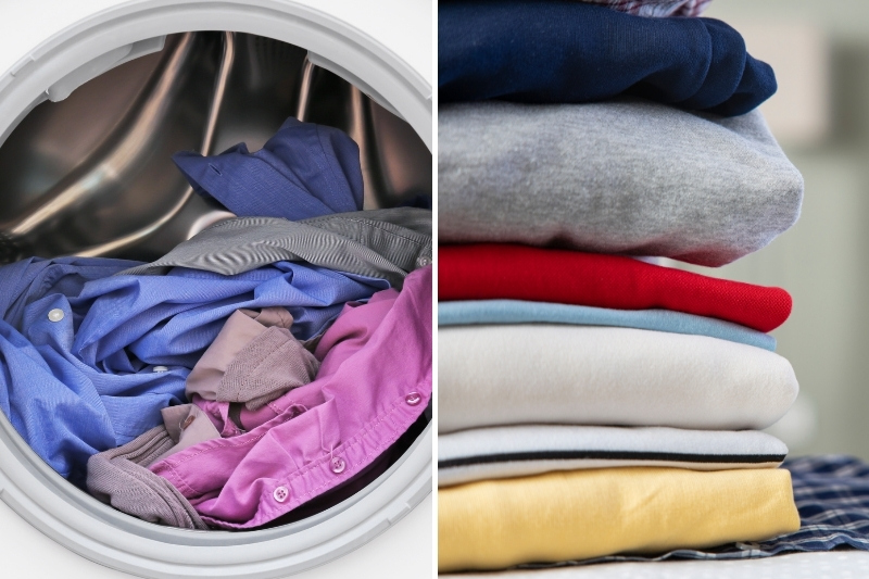 washing machine and folded clothes
