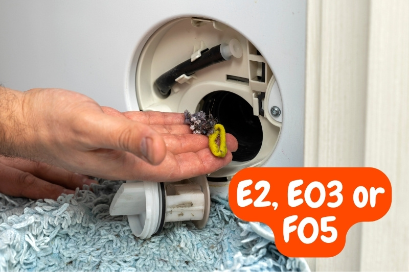 E2, E03 or F05 washing machine clogged filter