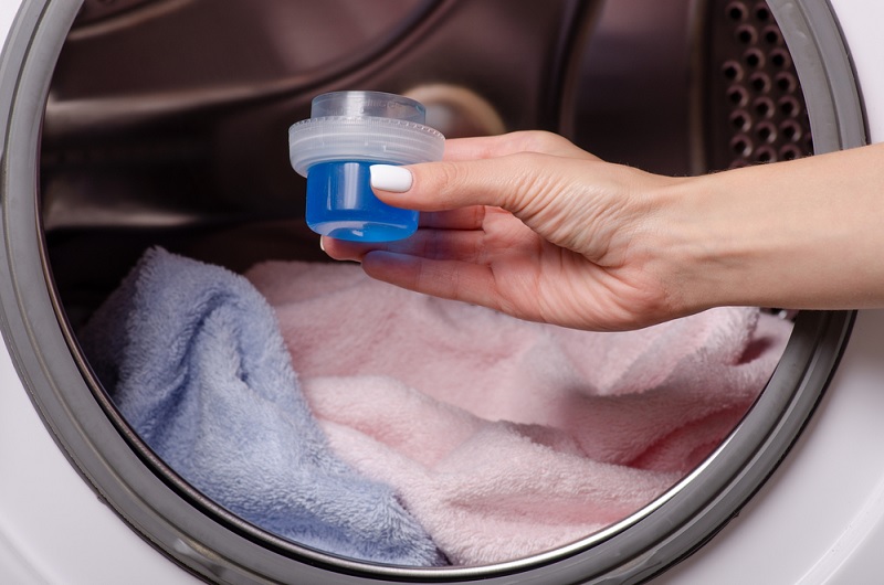 Laundry gel in dosing device