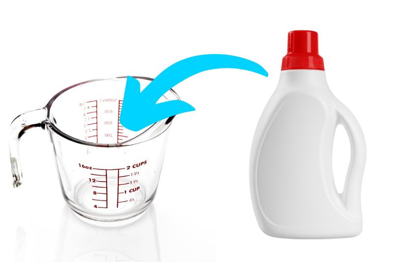 Liquid detergent in measuring jug