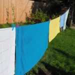 Towels drying in garden