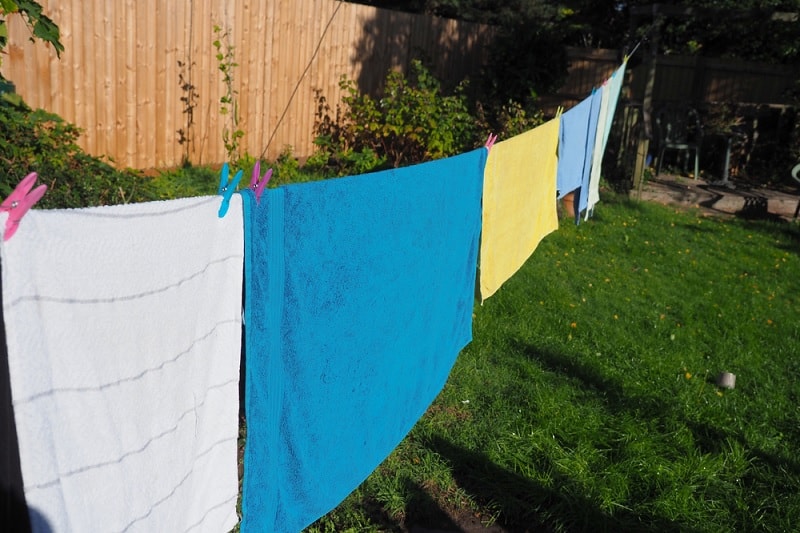 Towels drying in garden