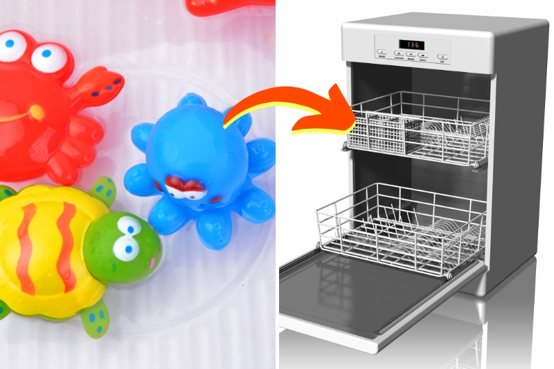 bath toys and dishwasher