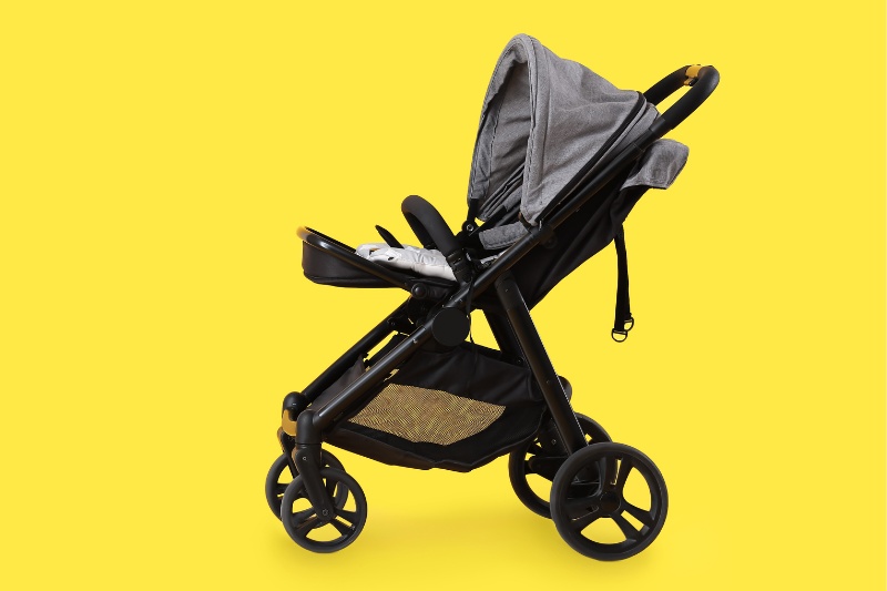 black gray pram