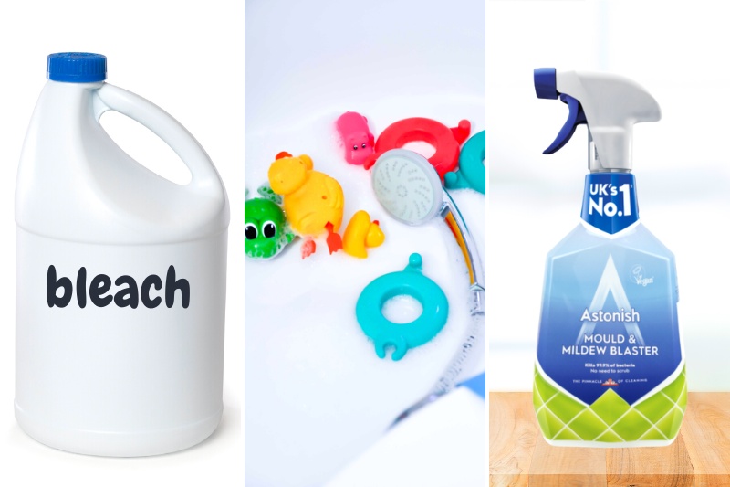 bleach, bath toys and mildew mould buster