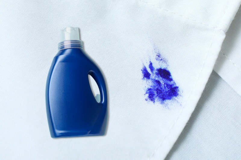 blue stain and liquid laundry detergent