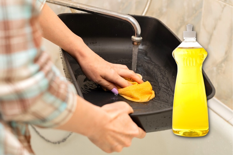 cat litter box and washing up liquid