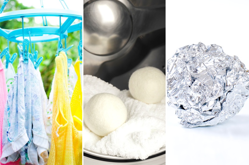 drying clothes outside, dryer balls and aluminium ball