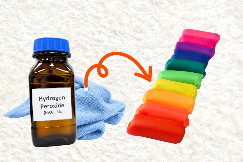 hydrogen peroxide and playdough on carpet