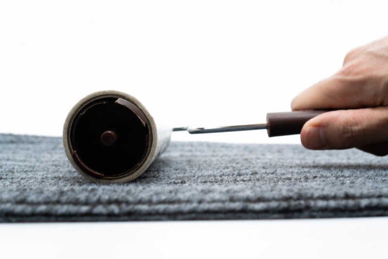 lint roller on carpet