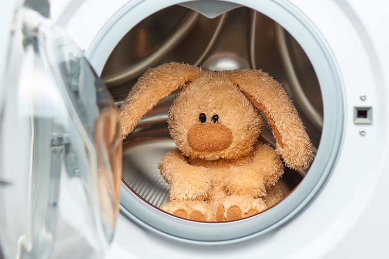 stuffed animal in the washing machine