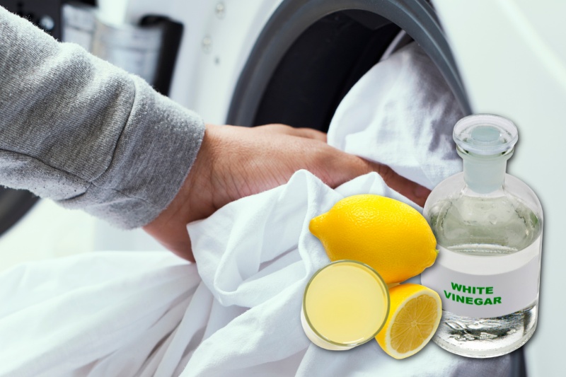 vinegar, lemon juice and sheets in washing machine