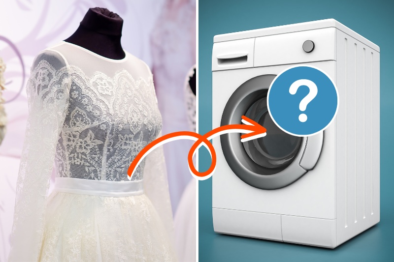 wedding dress and washing machine