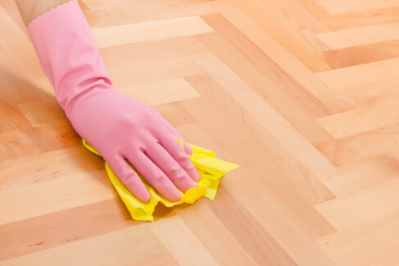 wiping wood floor