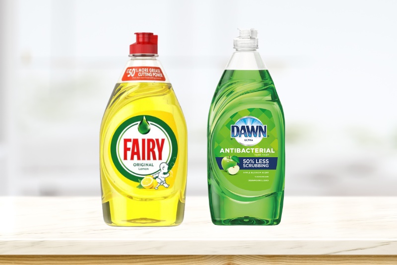 Fairy and Dawn dish soap