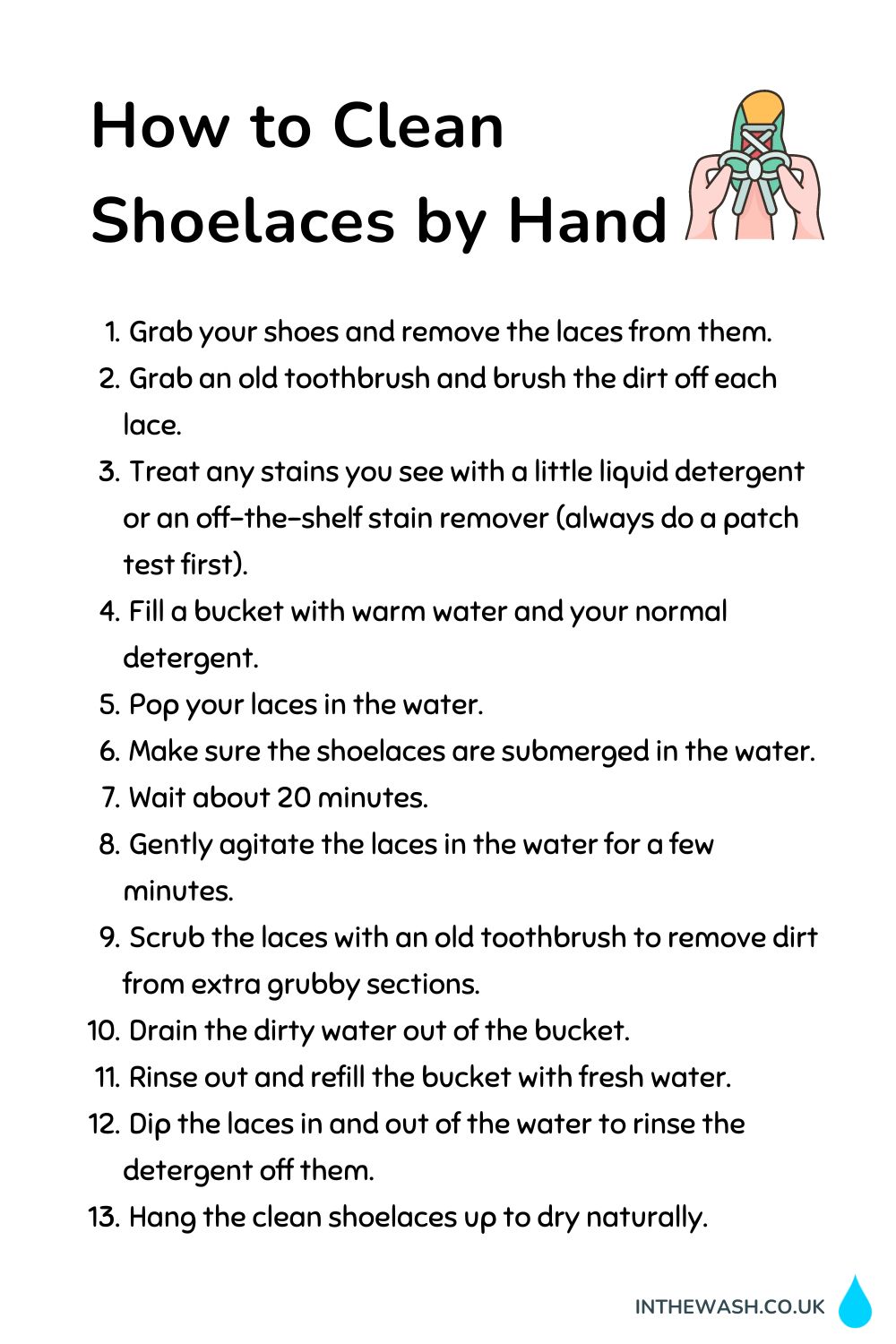 How to clean shoelaces by hand