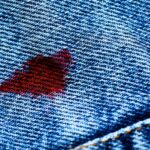 blood on jeans