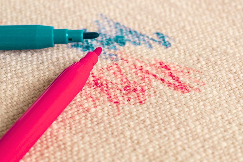 carpet with colored pen ink stain