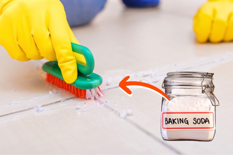 clean tile grout with bicarbonate of soda