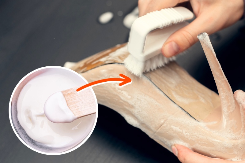 deep clean sole of shoes with bicarbonate of soda paste