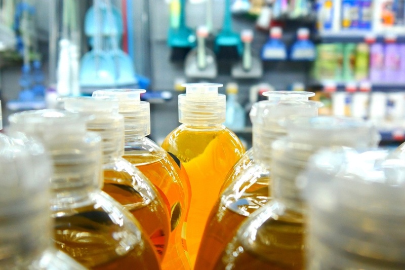 dish soap display in the supermarket