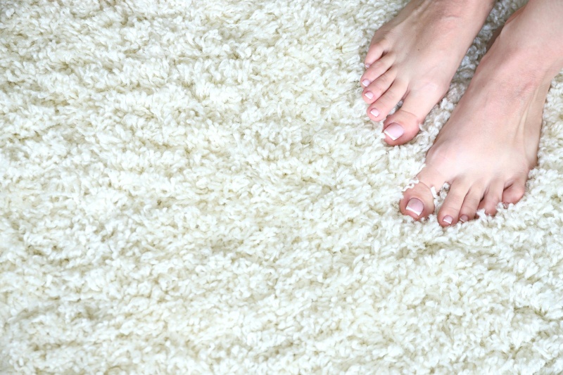 feet on shag rug