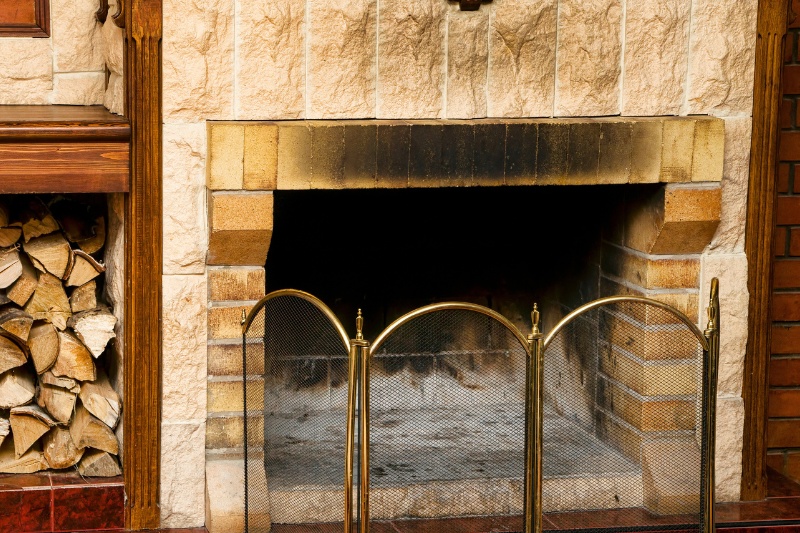 fireplace with soot stain