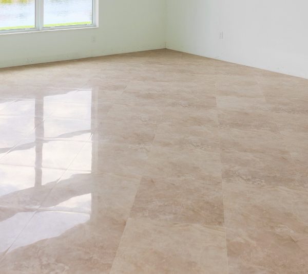 floor with porcelain tiles