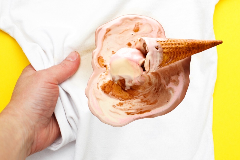 ice cream stain on shirt