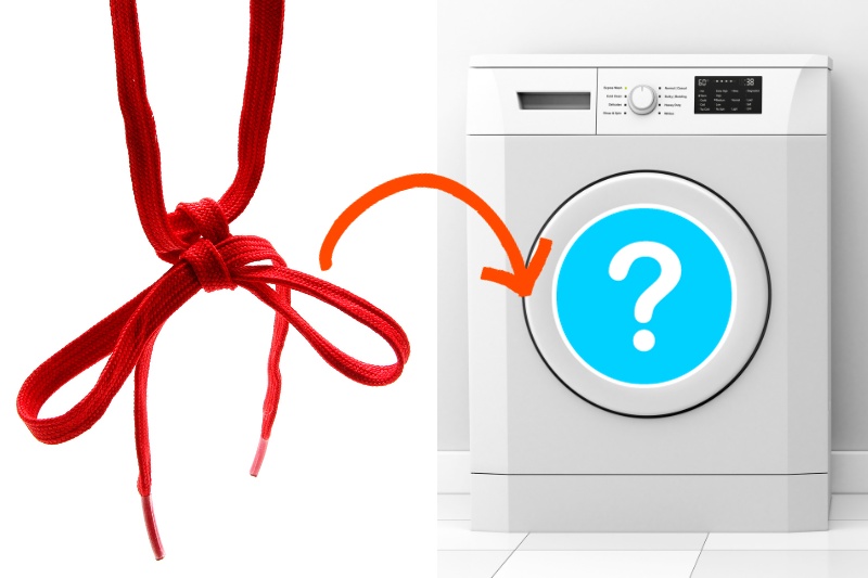 red shoelaces and washing machine