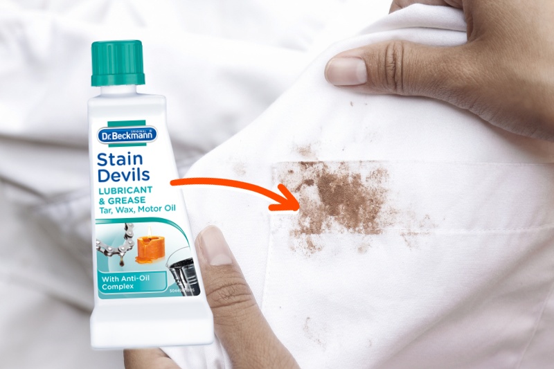 remove dirt stain with commercial stain remover