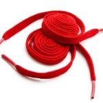 rolled red shoelaces