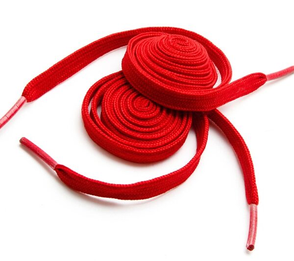 rolled red shoelaces