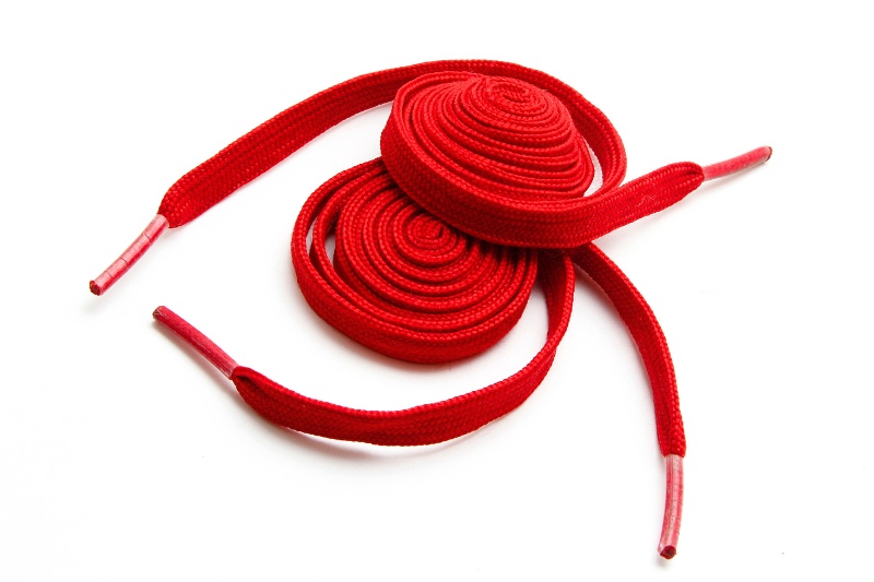 rolled red shoelaces